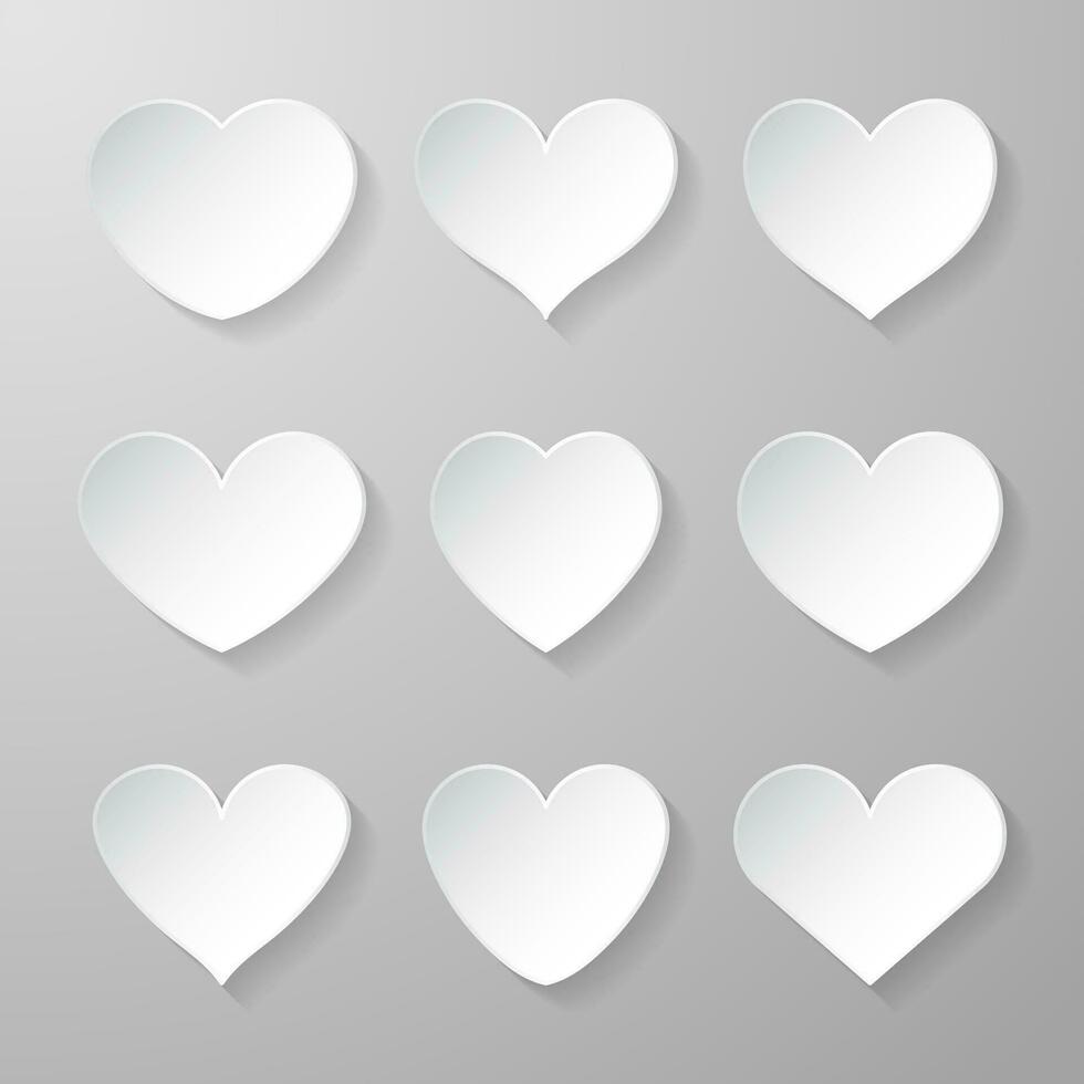 parer vit hjärta på grå bakgrund. hjärta ikon. tecken av kärlek. vektor illustration