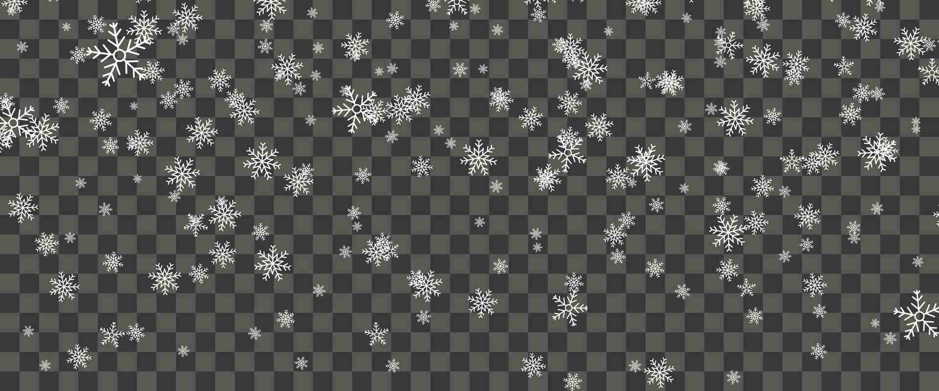 snöfall och faller snöflingor på bakgrund. vit snöflingor och jul snö. vektor illustration