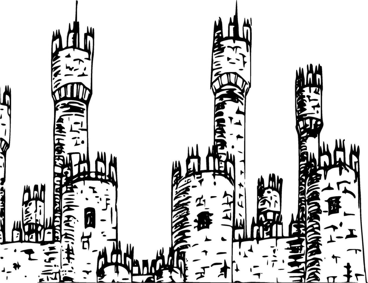 slott silhuett vektor på vit bakgrund
