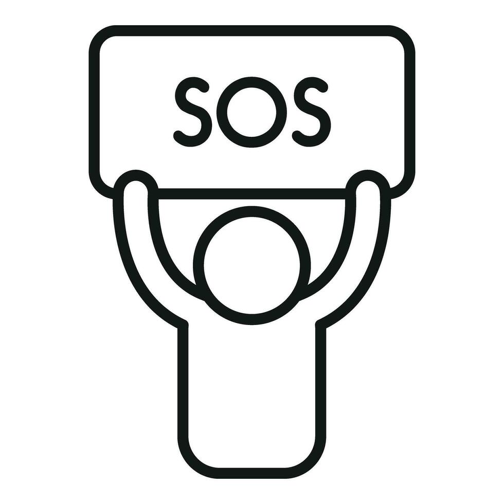 SOS Banner Person Symbol Gliederung Vektor. Schutz Achtung vektor