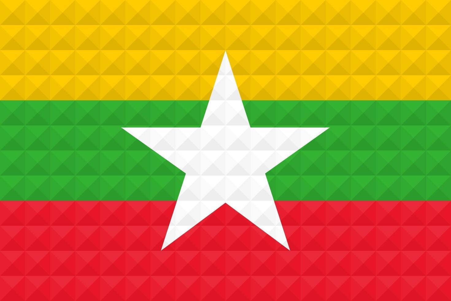 künstlerische flagge von myanmar mit geometrischem wellenkonzeptdesign vektor