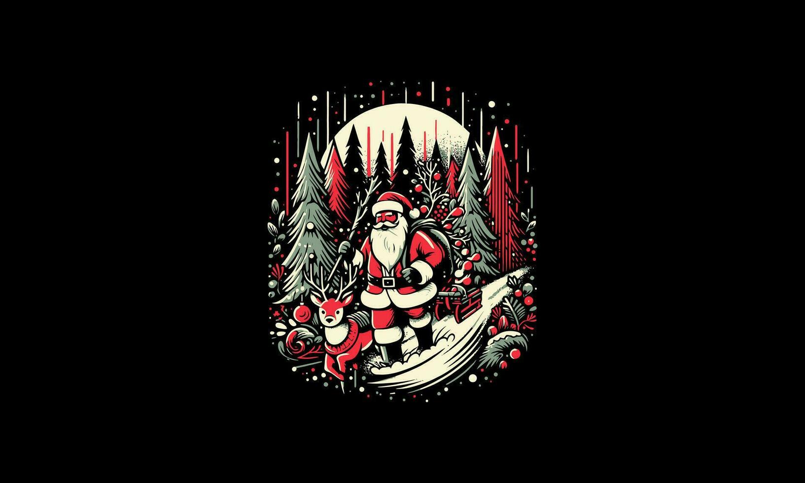 Santa auf Wald Vektor Illustration Kunstwerk Design