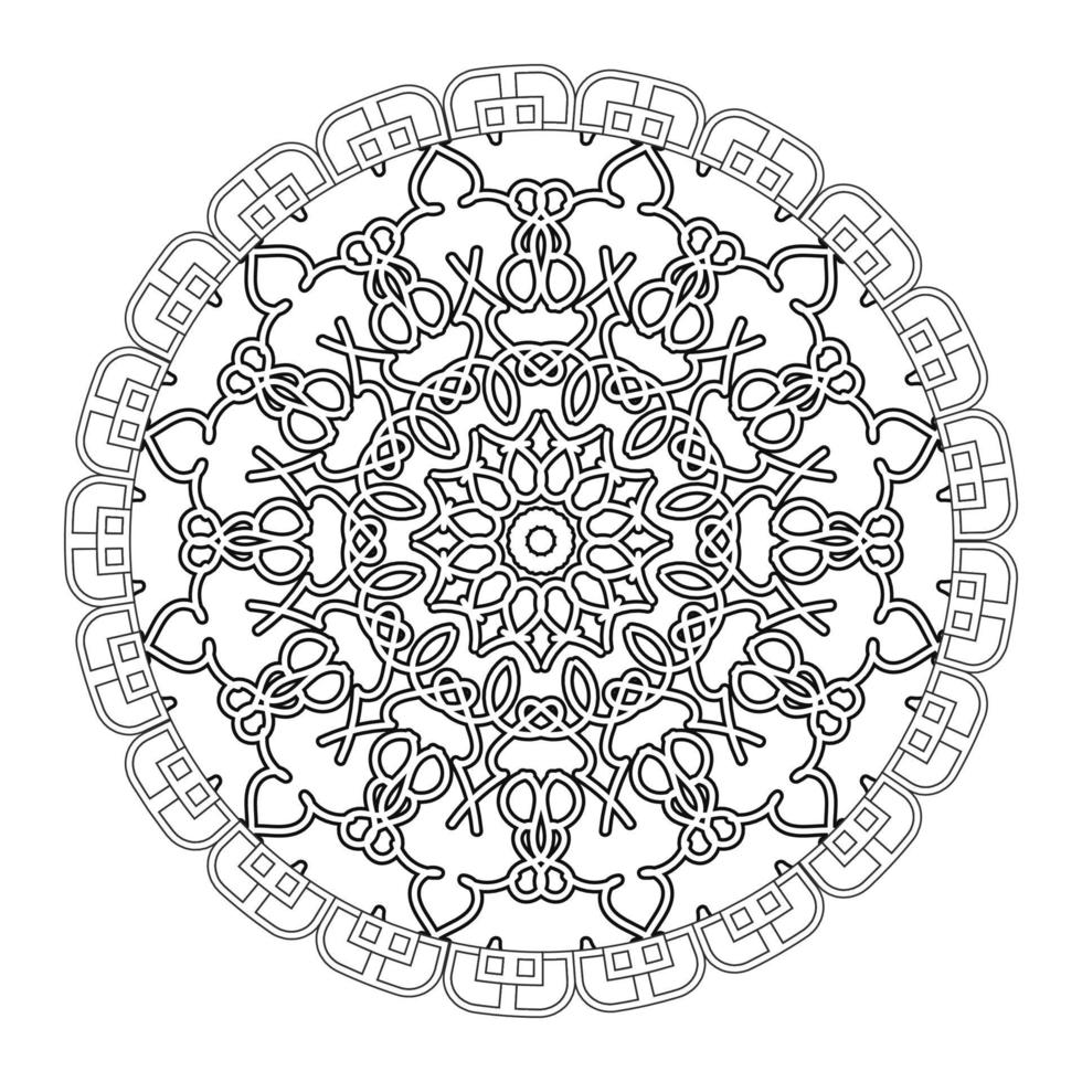 svartvitt mandala med blommönster. målarbok. vektor