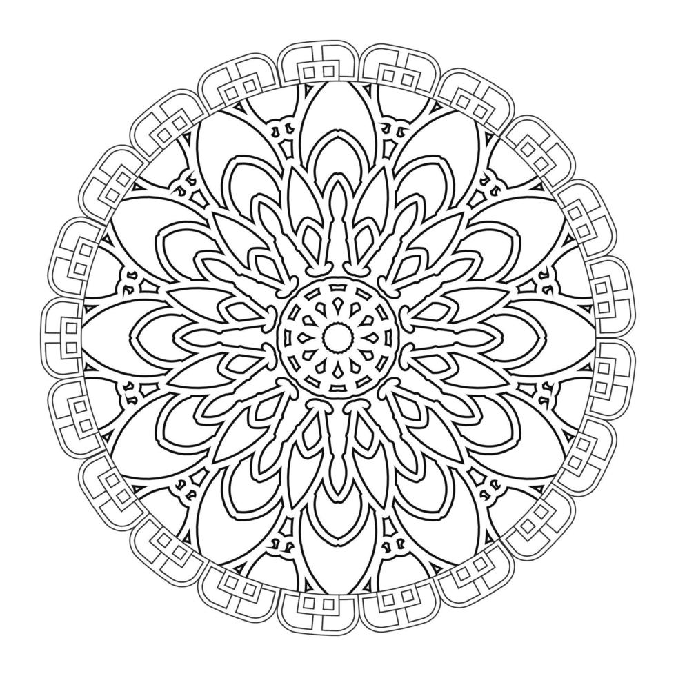 svartvitt mandala med blommönster. målarbok. vektor