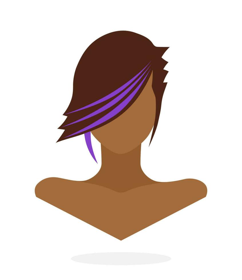 platt stil avatar av afrikansk amerikan kvinnor med pixie shag frisyr. vektor illustration. design element isolerat på vit bakgrund