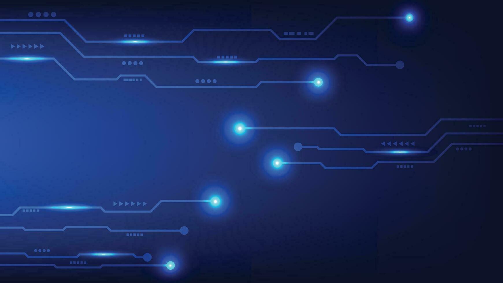 Hallo Technik Digital Schaltkreis Tafel. elektrisch Linien in Verbindung gebracht auf Blau Beleuchtung Hintergrund. futuristisch Technologie Design Element Konzept vektor