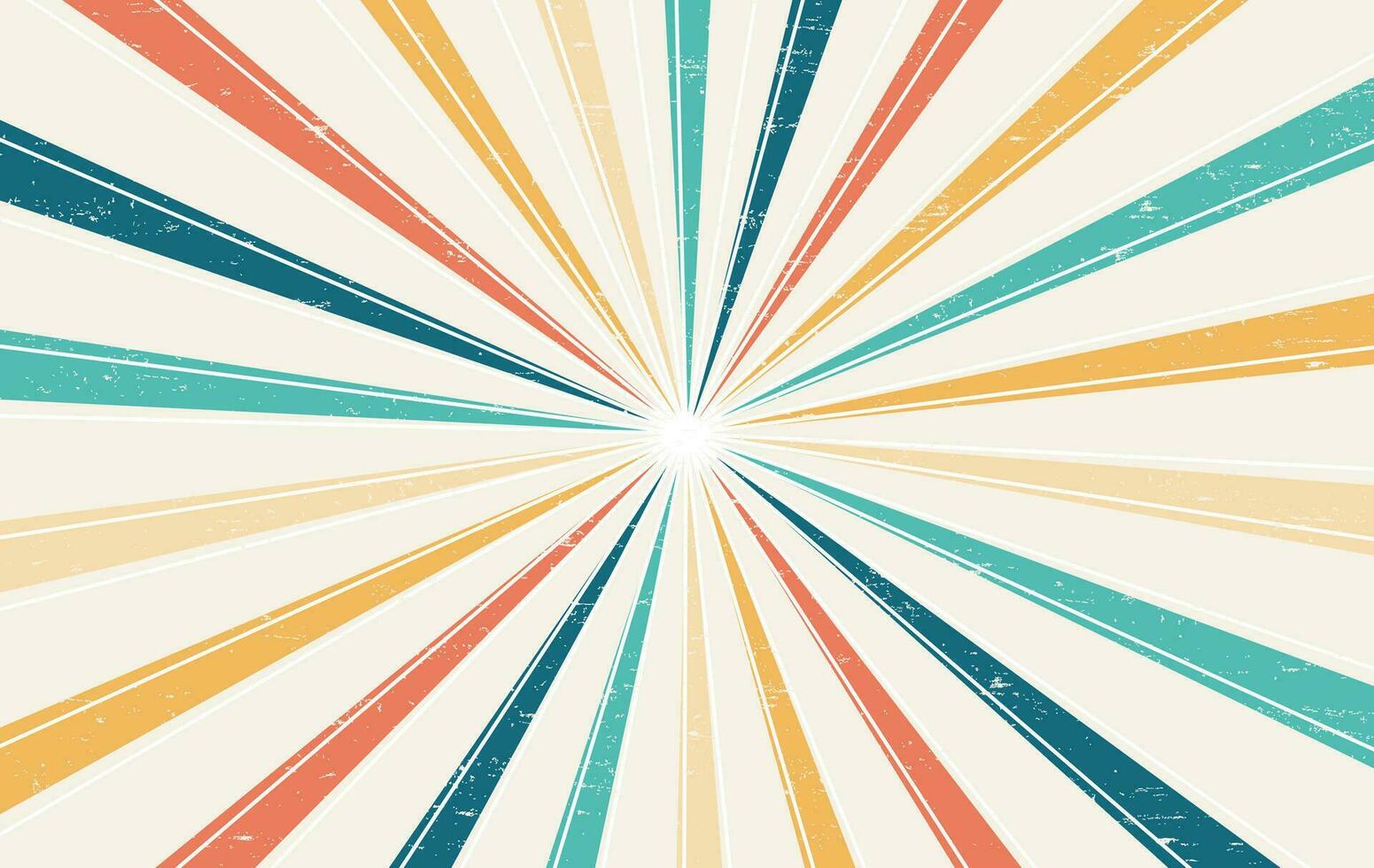 abstrakt bunt Jahrgang 60er Jahre und 70er Jahre Hippie retro minimal stilvoll Sonne und Regenbogen Strudel Muster Hintergrund Hintergrund von Regenbogen groovig wellig Linie Design mit schmutzig Textur. vektor