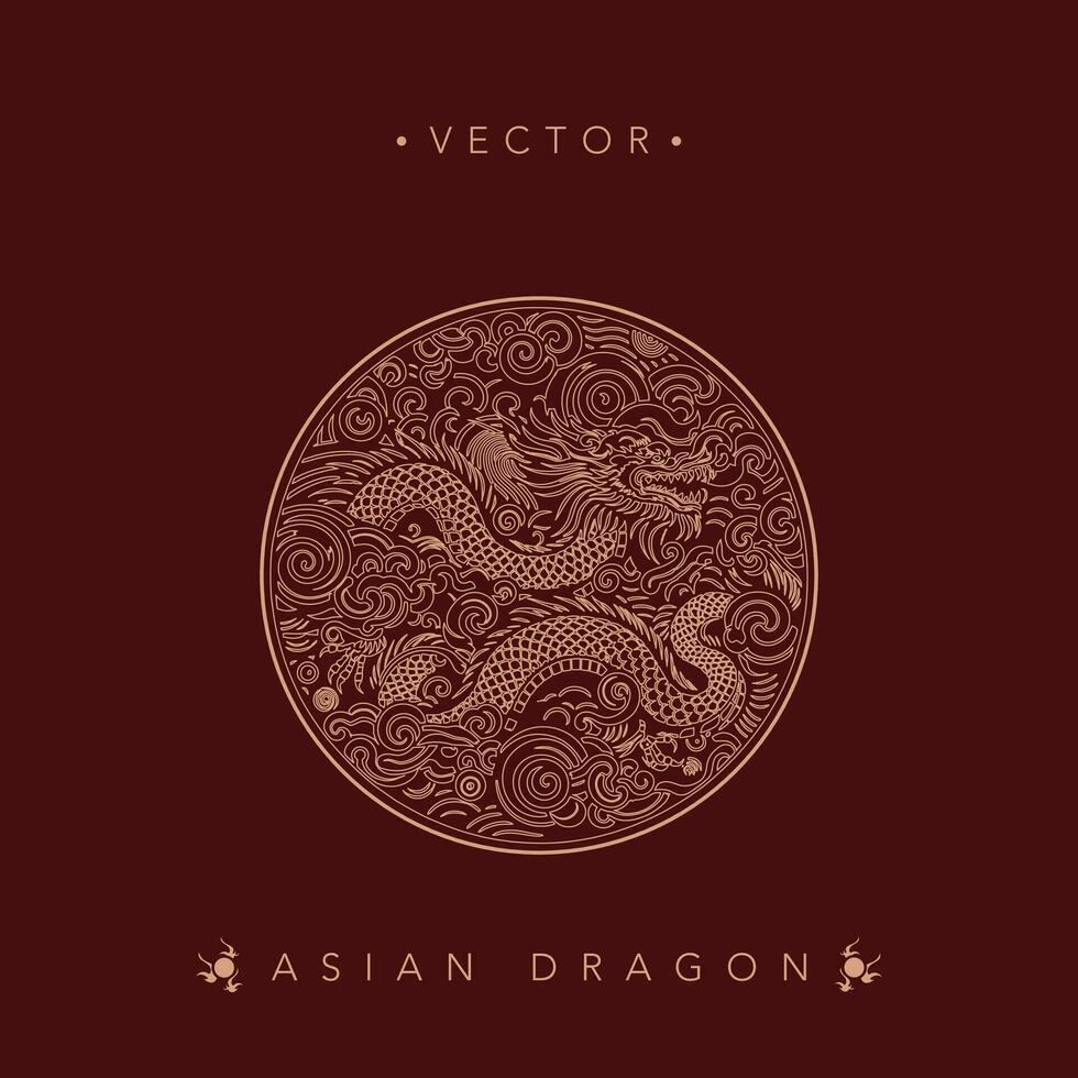 stiliserade asiatisk drake emblem vektor design