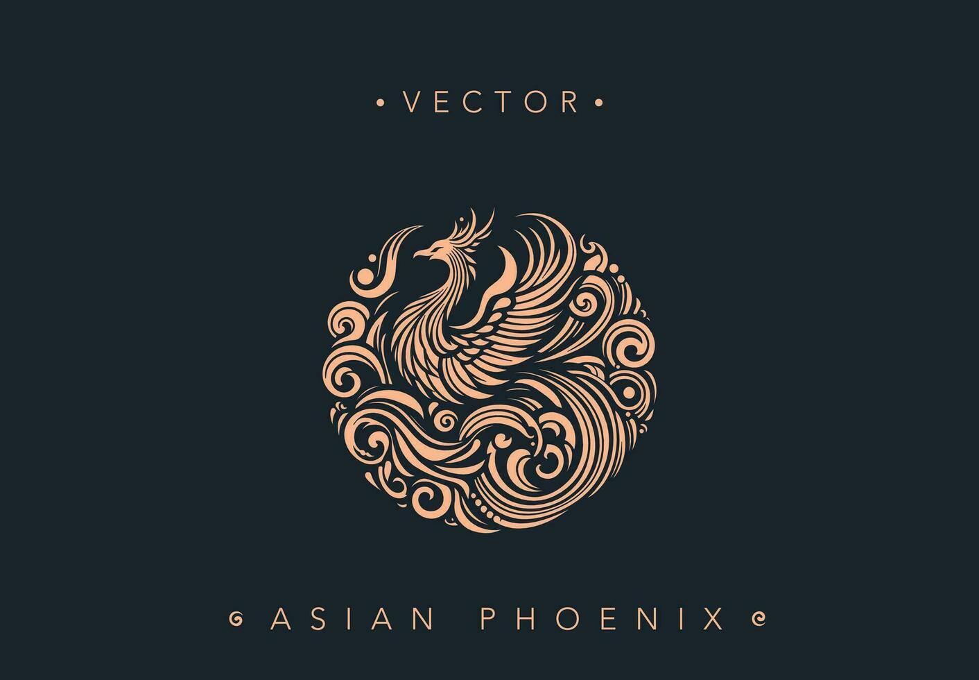aufwendig asiatisch Phönix kreisförmig Vektor Design