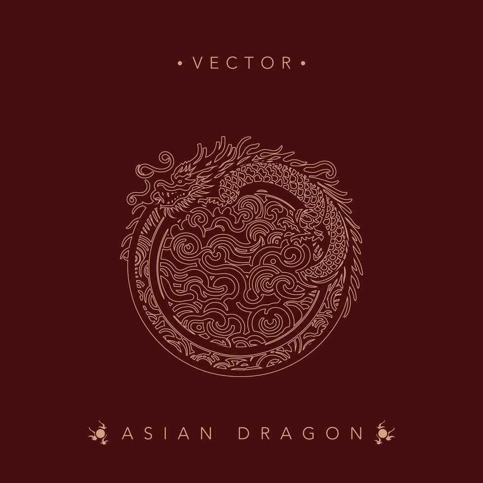 dekorativ asiatisk drake cirkel vektor konst