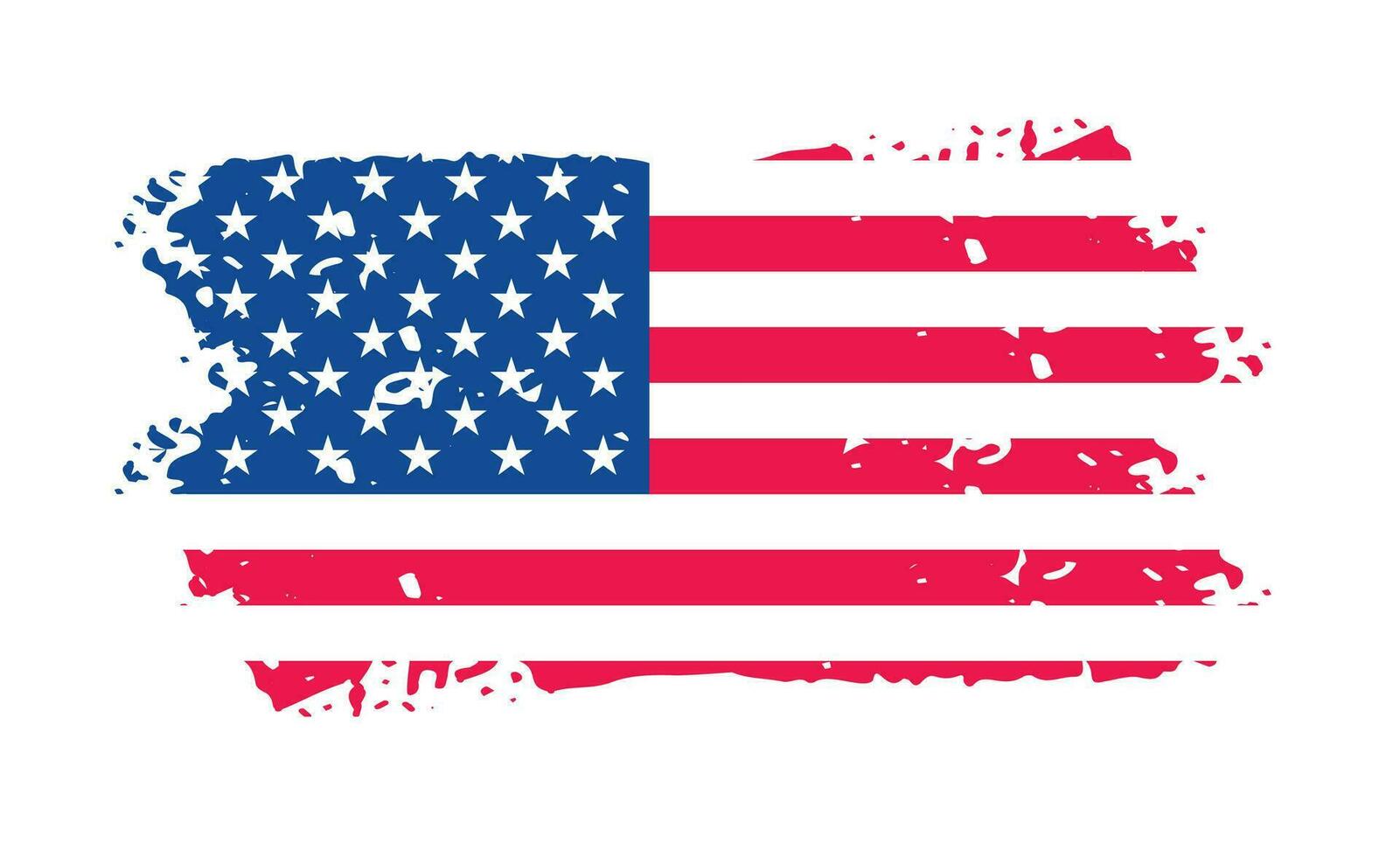 Grunge uns Flagge Bürste Schlaganfall Wirkung. USA Flagge Bürste Farbe verwenden zu 4 von Juli amerikanisch Präsident Tag. vereinigt Zustände von Amerika Flagge mit Aquarell Farbe Bürste Schlaganfälle Textur oder Grunge Textur Design. vektor