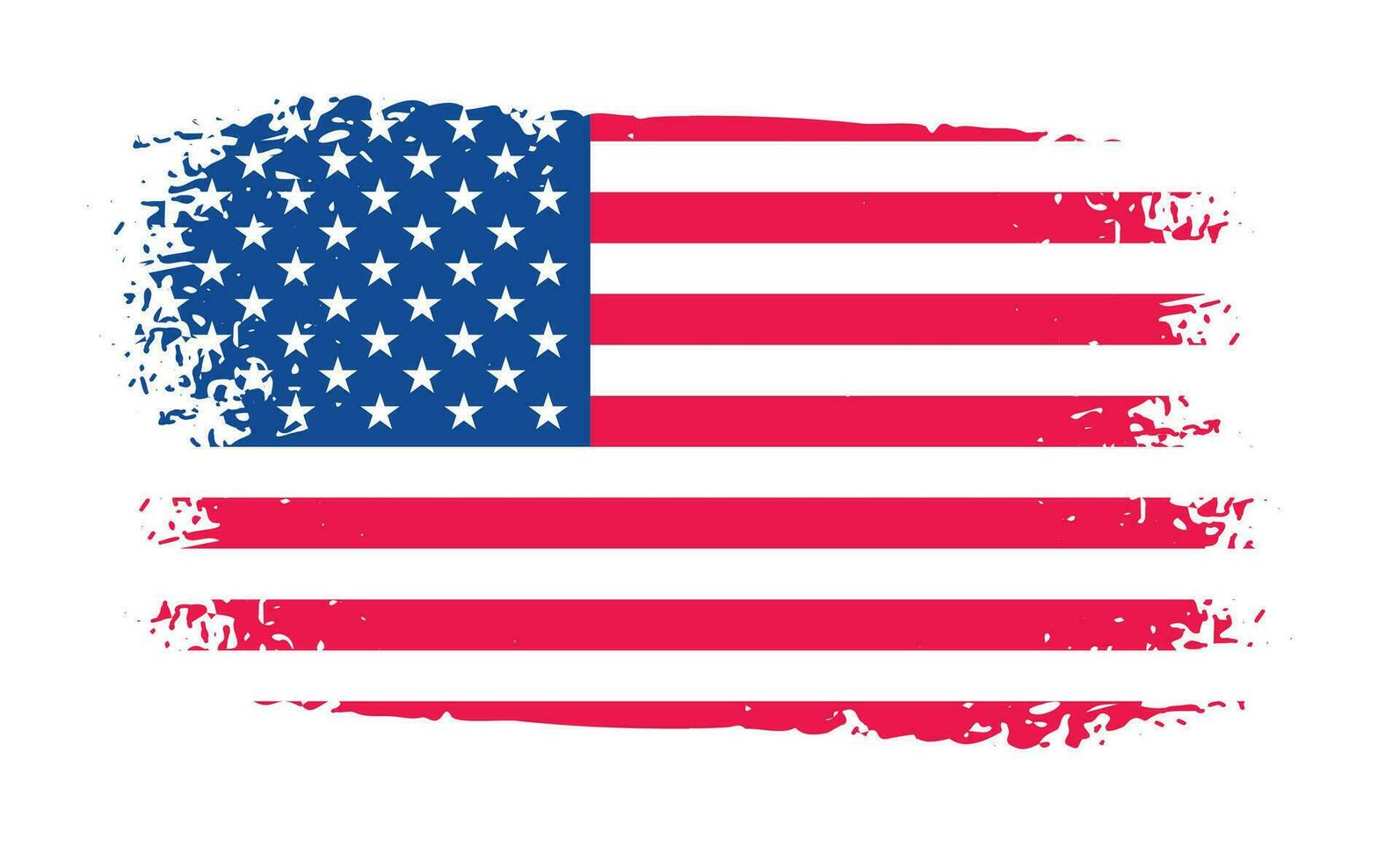 Grunge uns Flagge Bürste Schlaganfall Wirkung. USA Flagge Bürste Farbe verwenden zu 4 von Juli amerikanisch Präsident Tag. vereinigt Zustände von Amerika Flagge mit Aquarell Farbe Bürste Schlaganfälle Textur oder Grunge Textur Design. vektor