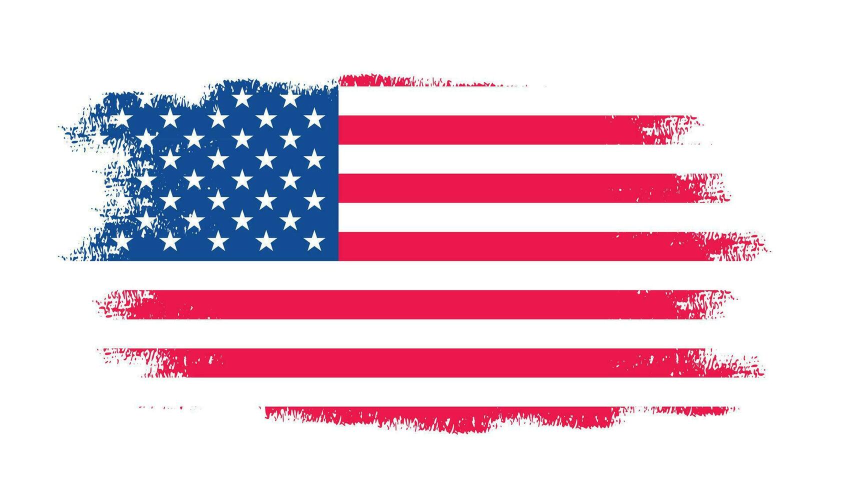 Grunge uns Flagge Bürste Schlaganfall Wirkung. USA Flagge Bürste Farbe verwenden zu 4 von Juli amerikanisch Präsident Tag. vereinigt Zustände von Amerika Flagge mit Aquarell Farbe Bürste Schlaganfälle Textur oder Grunge Textur Design. vektor