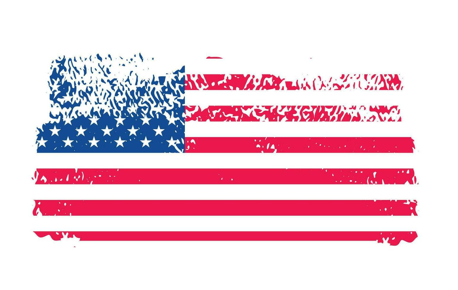 Grunge uns Flagge Bürste Schlaganfall Wirkung. USA Flagge Bürste Farbe verwenden zu 4 von Juli amerikanisch Präsident Tag. vereinigt Zustände von Amerika Flagge mit Aquarell Farbe Bürste Schlaganfälle Textur oder Grunge Textur Design. vektor