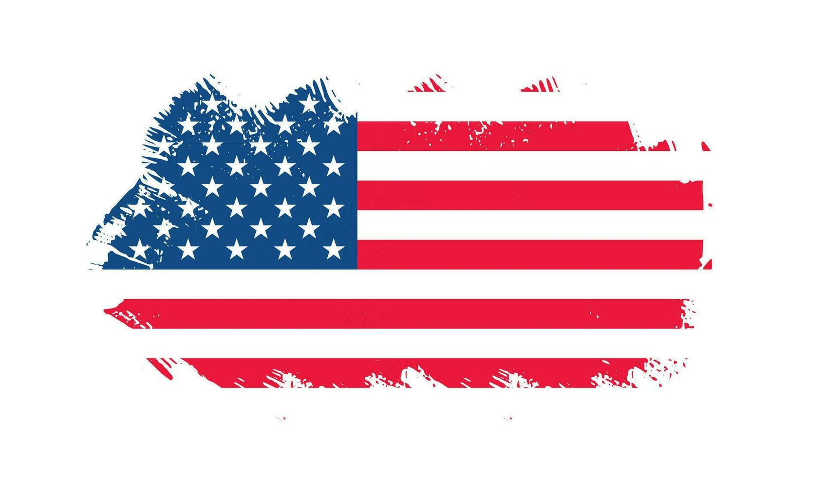 Grunge uns Flagge Bürste Schlaganfall Wirkung. USA Flagge Bürste Farbe verwenden zu 4 von Juli amerikanisch Präsident Tag. vereinigt Zustände von Amerika Flagge mit Aquarell Farbe Bürste Schlaganfälle Textur oder Grunge Textur Design. vektor