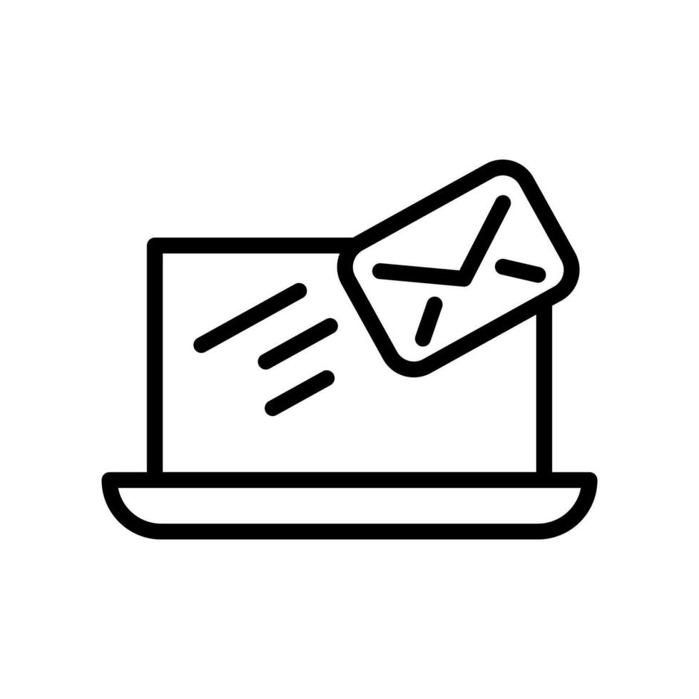 Email Marketing Vektor Linie Symbol. online Beförderung Kampagne zum ein Neu Geschäft Service. Sozial Medien Marketing Kampagne betont das Bedeutung von Feedback und Publikum Engagement.