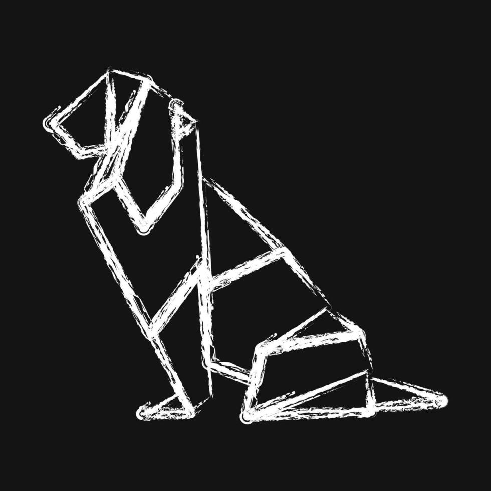 ikon hund origami. kinesisk zodiaken element. ikoner i krita stil. Bra för grafik, affischer, logotyp, annons, dekoration, infografik, etc. vektor