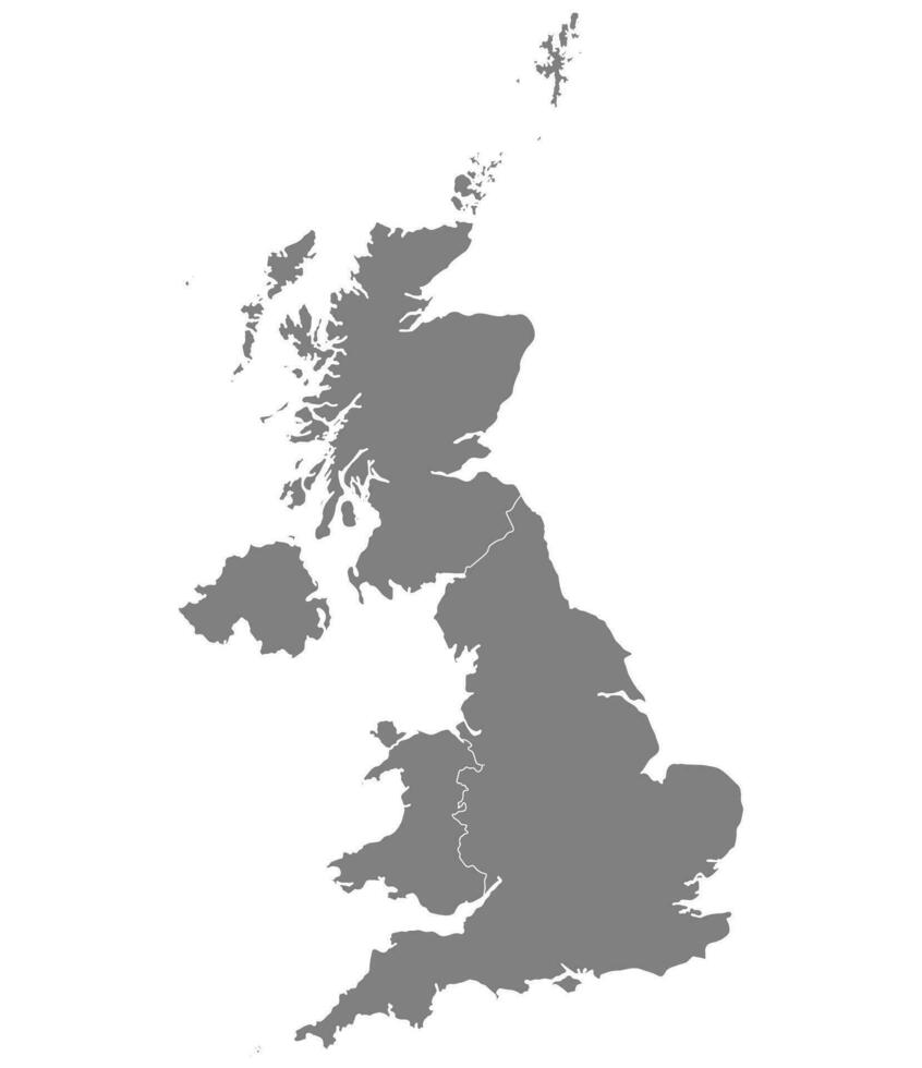vereinigt Königreich Regionen Karte. Karte von vereinigt Königreich geteilt in England, Nord Irland, Schottland und Wales Länder. vektor