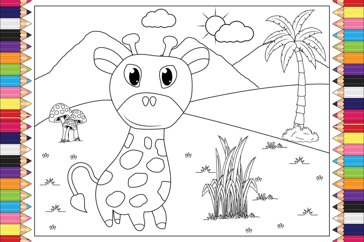 färga giraff djur tecknad för barn vektor