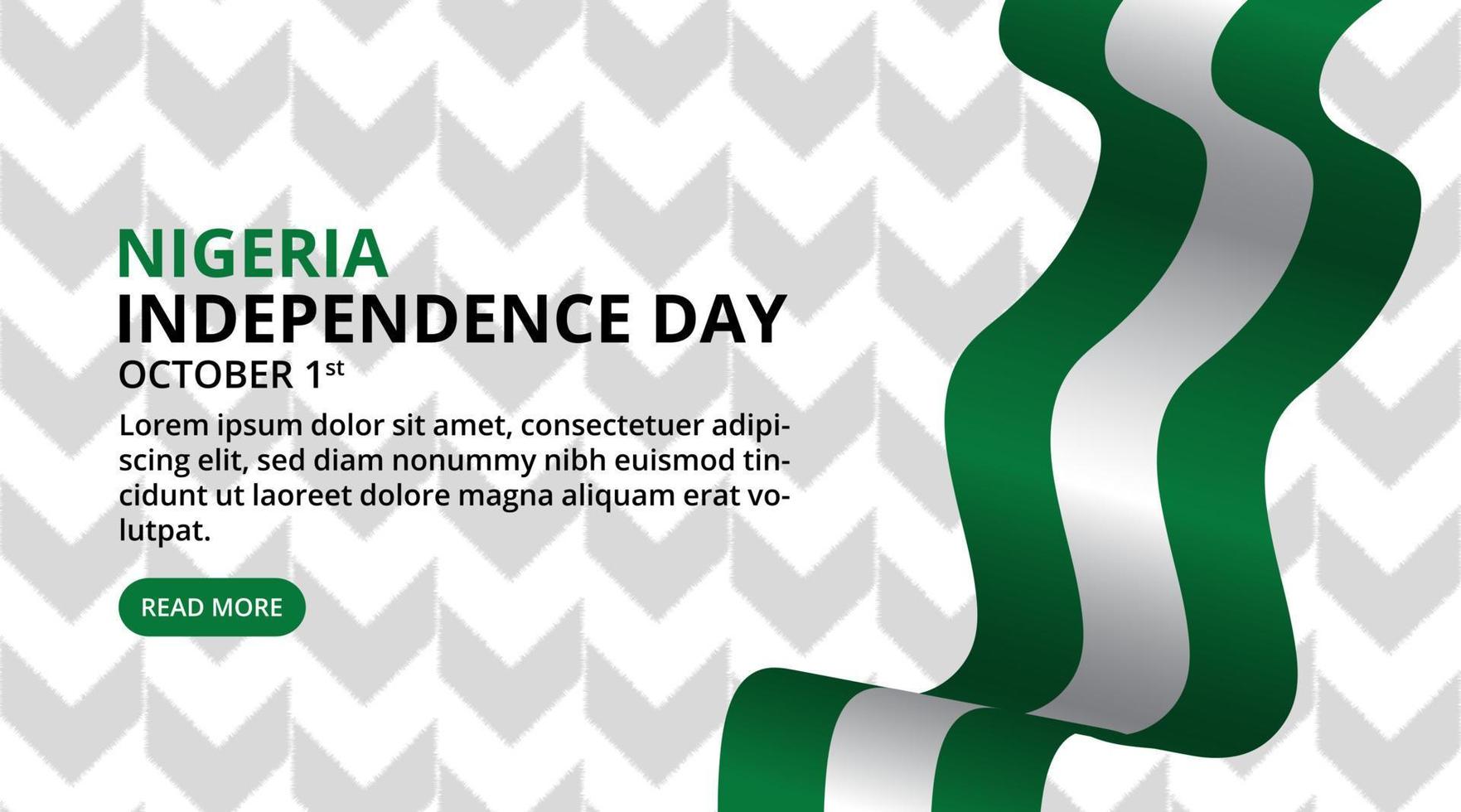 nigerias självständighetsdag bakgrund med viftande flagga och mönster vektor