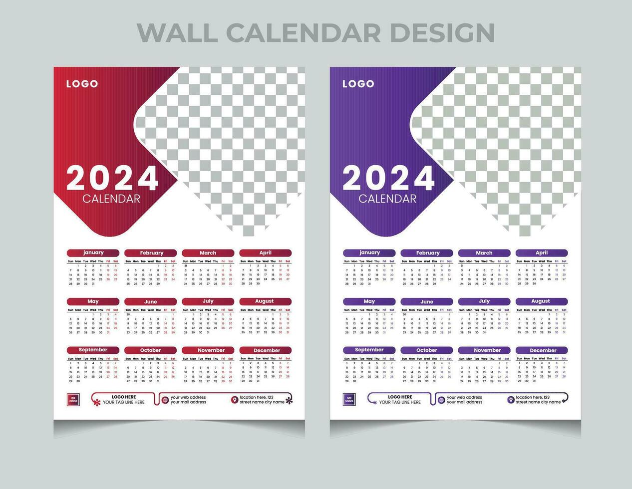 2024 Kalender Design vektor