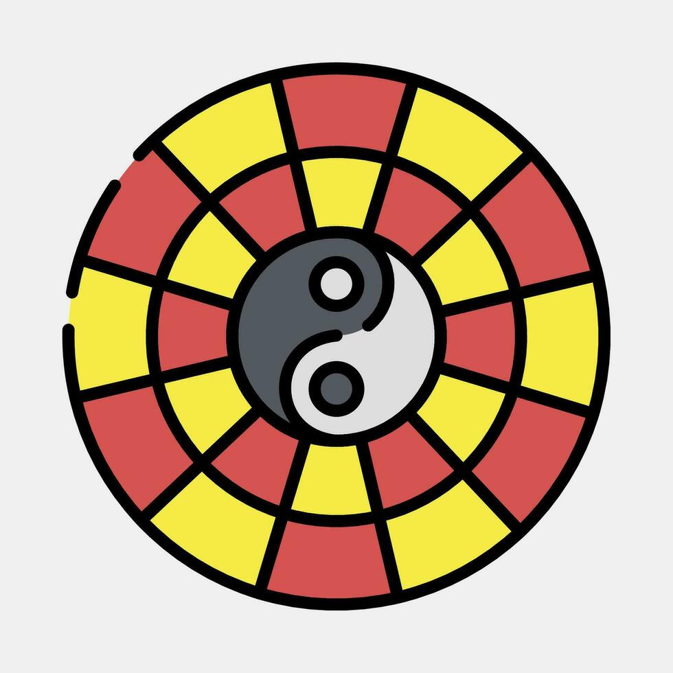 ikon yin yang symbol. kinesisk zodiaken element. ikoner i fylld linje stil. Bra för grafik, affischer, logotyp, annons, dekoration, infografik, etc. vektor