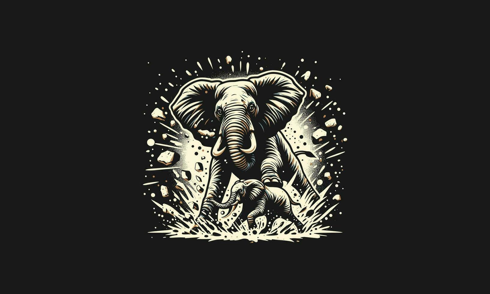 Elefant wütend Spritzen Vektor Illustration eben Design