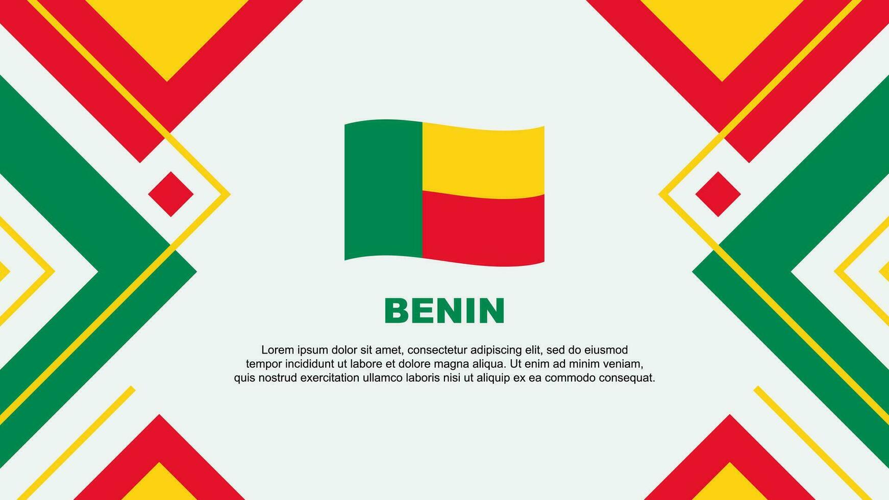 Benin Flagge abstrakt Hintergrund Design Vorlage. Benin Unabhängigkeit Tag Banner Hintergrund Vektor Illustration. Benin Illustration