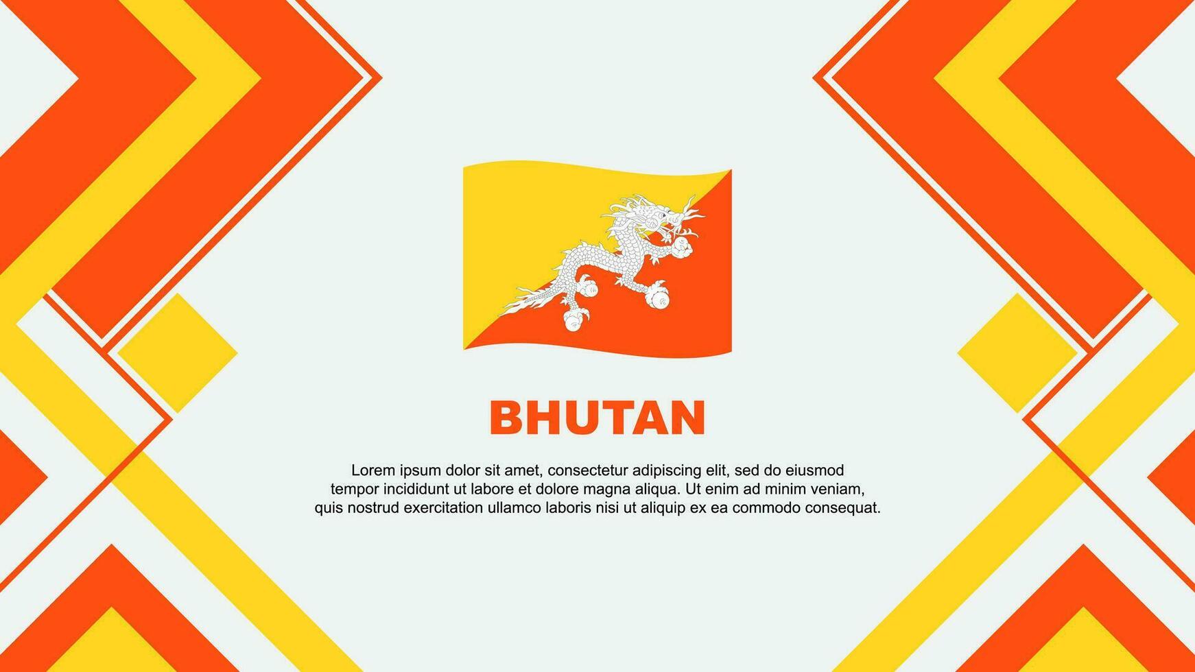 Bhutan Flagge abstrakt Hintergrund Design Vorlage. Bhutan Unabhängigkeit Tag Banner Hintergrund Vektor Illustration. Bhutan Banner