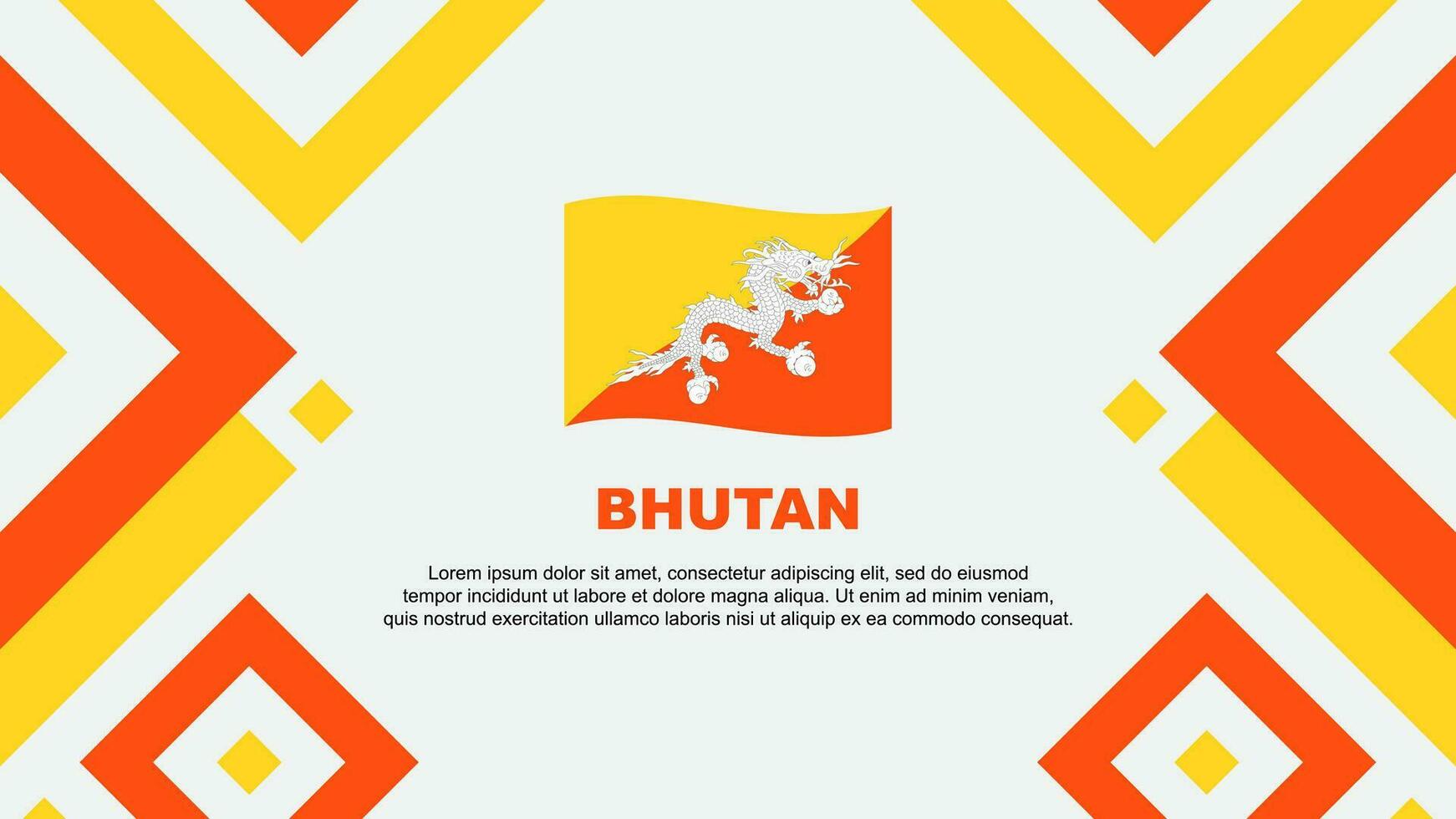 Bhutan Flagge abstrakt Hintergrund Design Vorlage. Bhutan Unabhängigkeit Tag Banner Hintergrund Vektor Illustration. Bhutan Vorlage