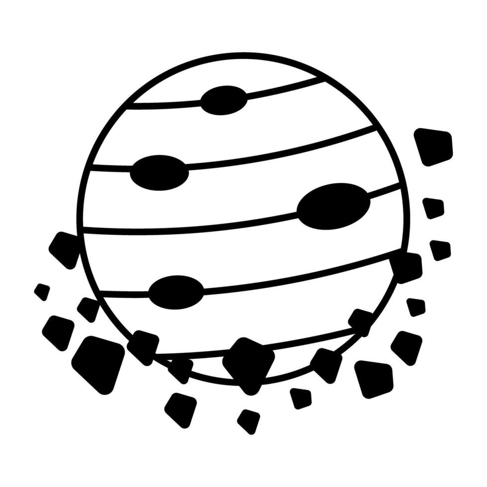 Plats och planeter linjär ikon vektor