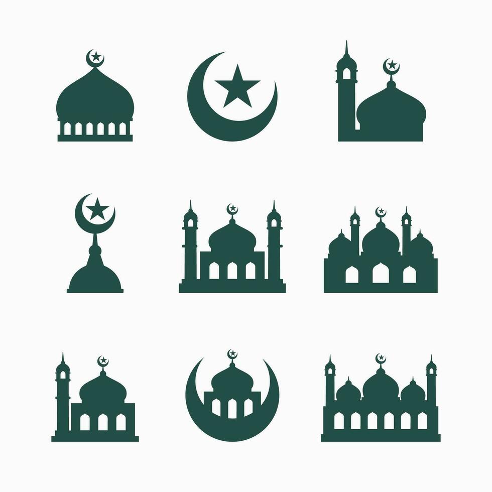 islamisch Moscheen Silhouetten Vektor Illustration, Ramadan Hintergrund eben Stil