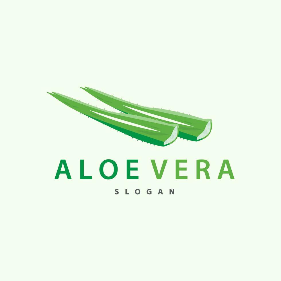 aloe vera logotyp design enkel illustration hälsa ört- växt gräs vektor