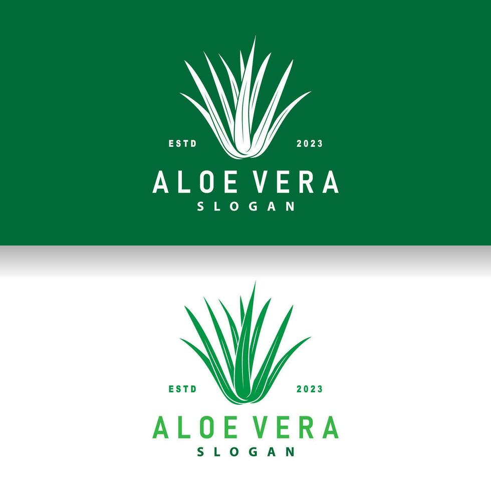 aloe vera logotyp design enkel illustration hälsa ört- växt gräs vektor