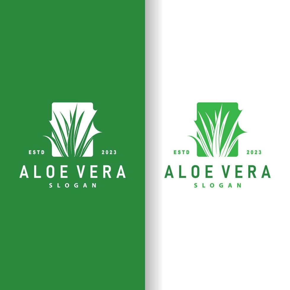 aloe vera logotyp design enkel illustration hälsa ört- växt gräs vektor