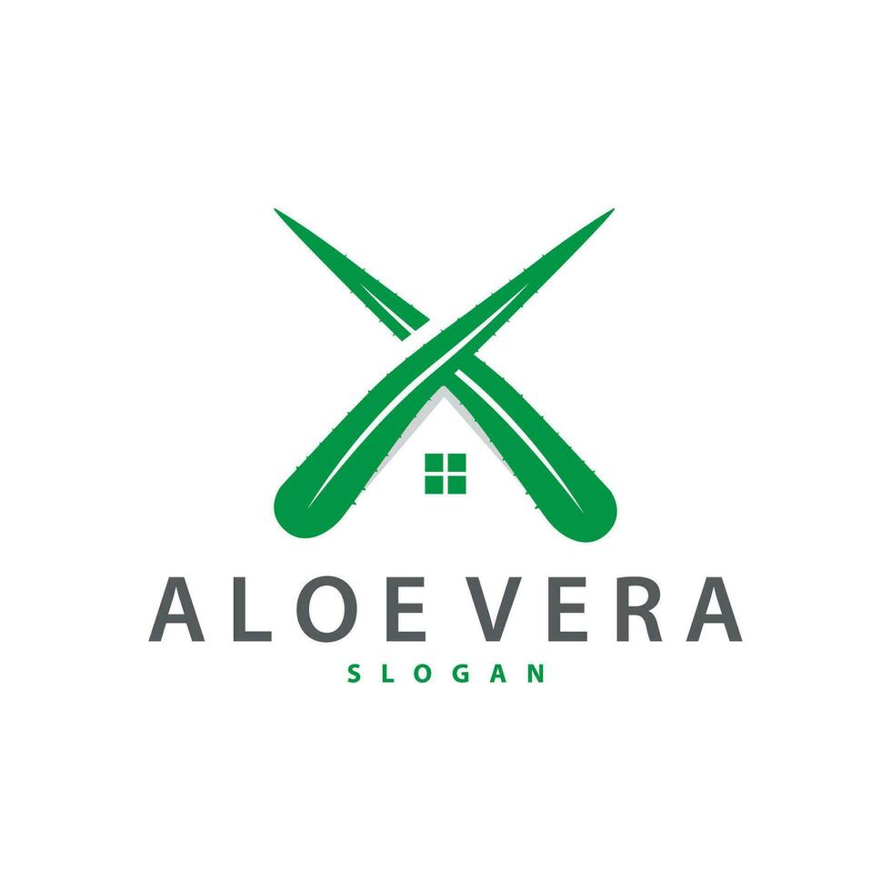 aloe vera logotyp design enkel illustration hälsa ört- växt gräs vektor