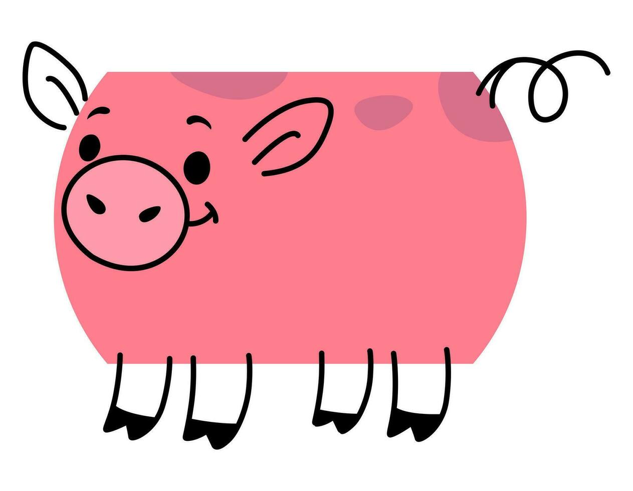 Karikatur Schwein Tier Charakter, Rechteck Mathematik gestalten vektor