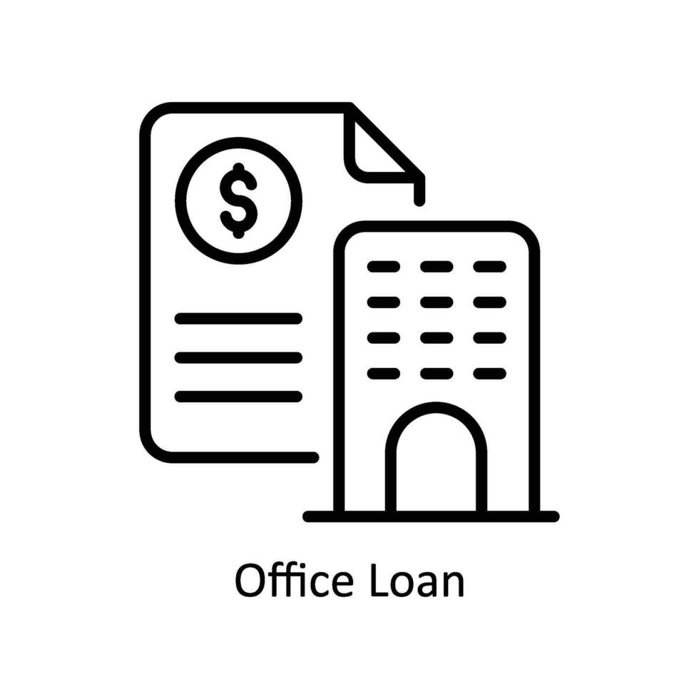 kontor lån vektor översikt ikon design illustration. företag och förvaltning symbol på vit bakgrund eps 10 fil