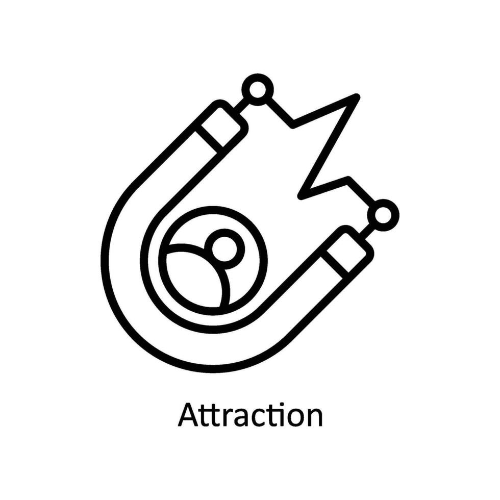 attraktion vektor översikt ikon design illustration. företag och förvaltning symbol på vit bakgrund eps 10 fil