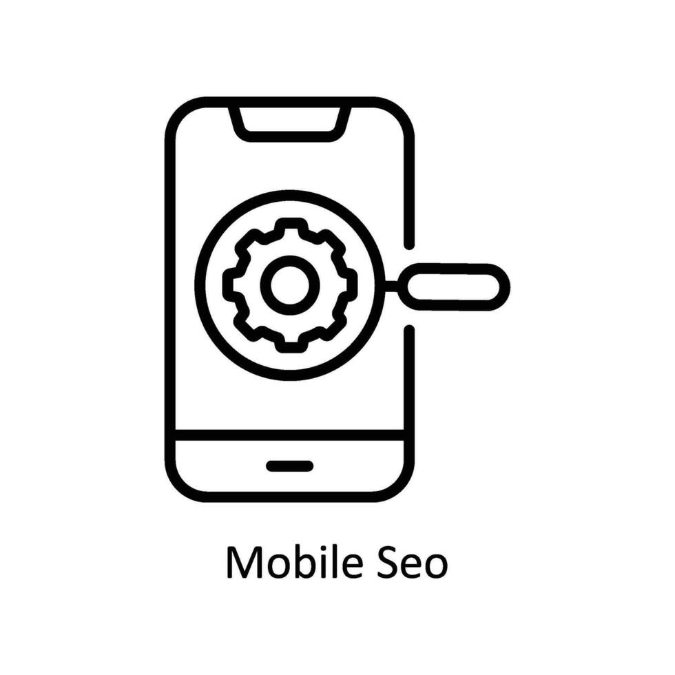 Handy, Mobiltelefon SEO Vektor Gliederung Symbol Design Illustration. Geschäft und Verwaltung Symbol auf Weiß Hintergrund eps 10 Datei