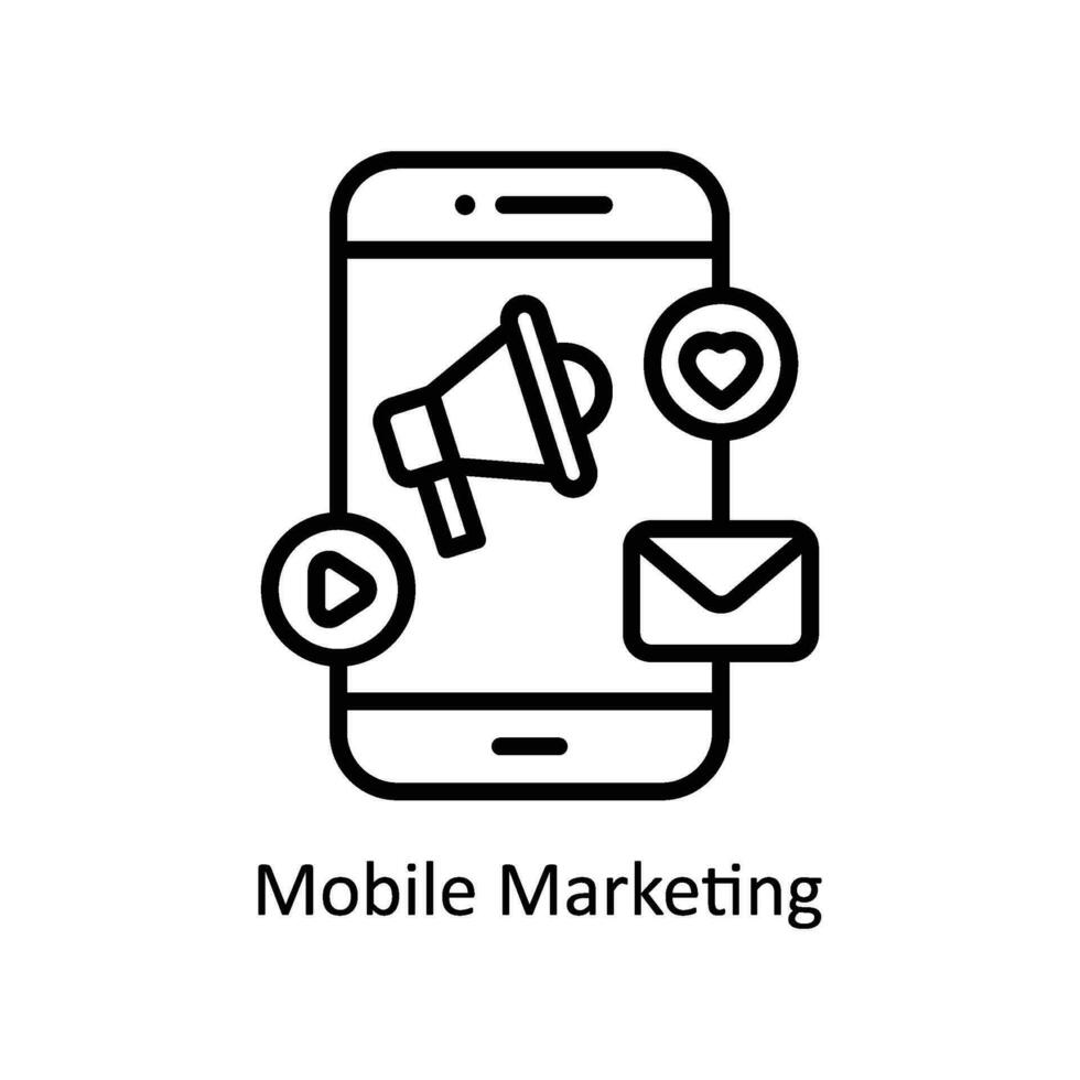 Handy, Mobiltelefon Marketing Vektor Gliederung Symbol Design Illustration. Geschäft und Verwaltung Symbol auf Weiß Hintergrund eps 10 Datei