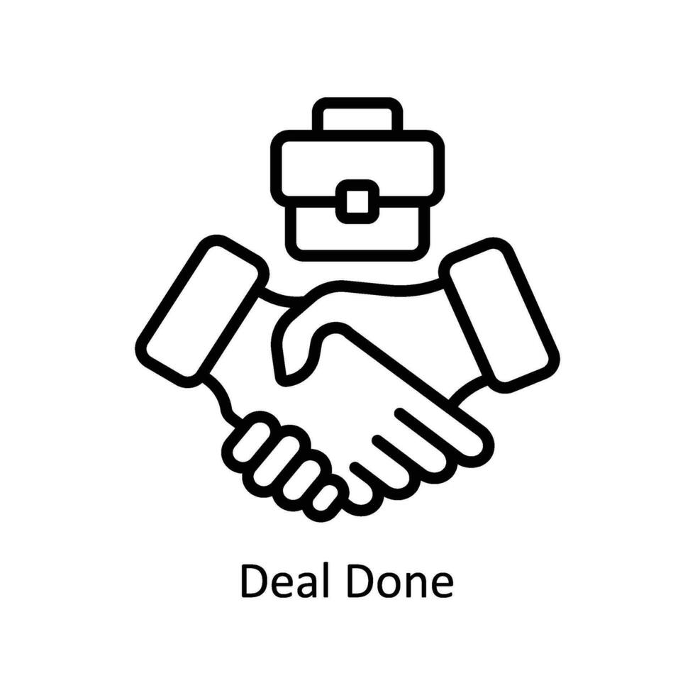 Deal erledigt Vektor Gliederung Symbol Design Illustration. Geschäft und Verwaltung Symbol auf Weiß Hintergrund eps 10 Datei