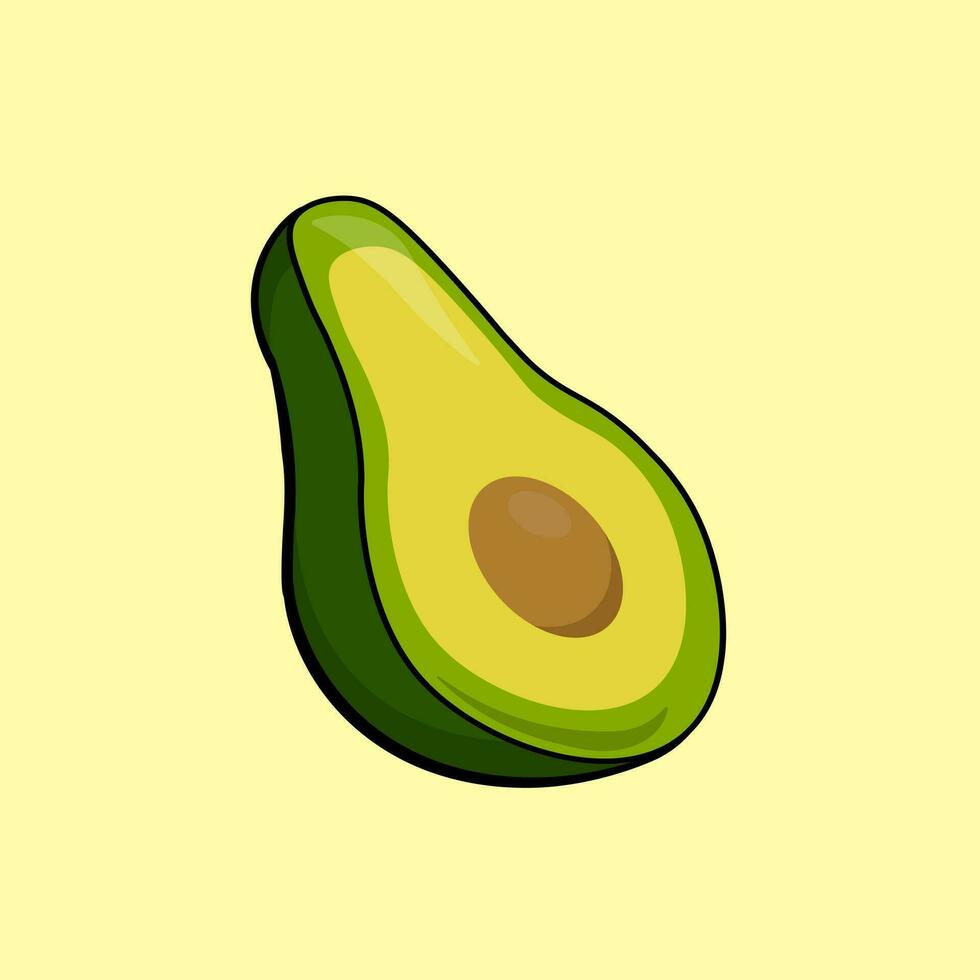 Vektor und ilustrasion Avocado Farbe Grün Gelb und braun Hintergrund Farbe Gelb