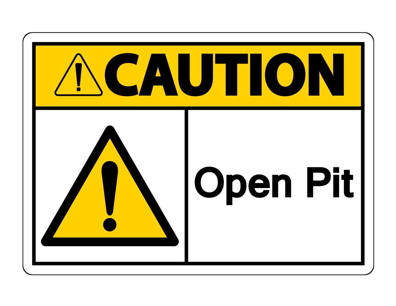 Vorsicht Open Pit Symbol Zeichen auf weißem Hintergrund vektor