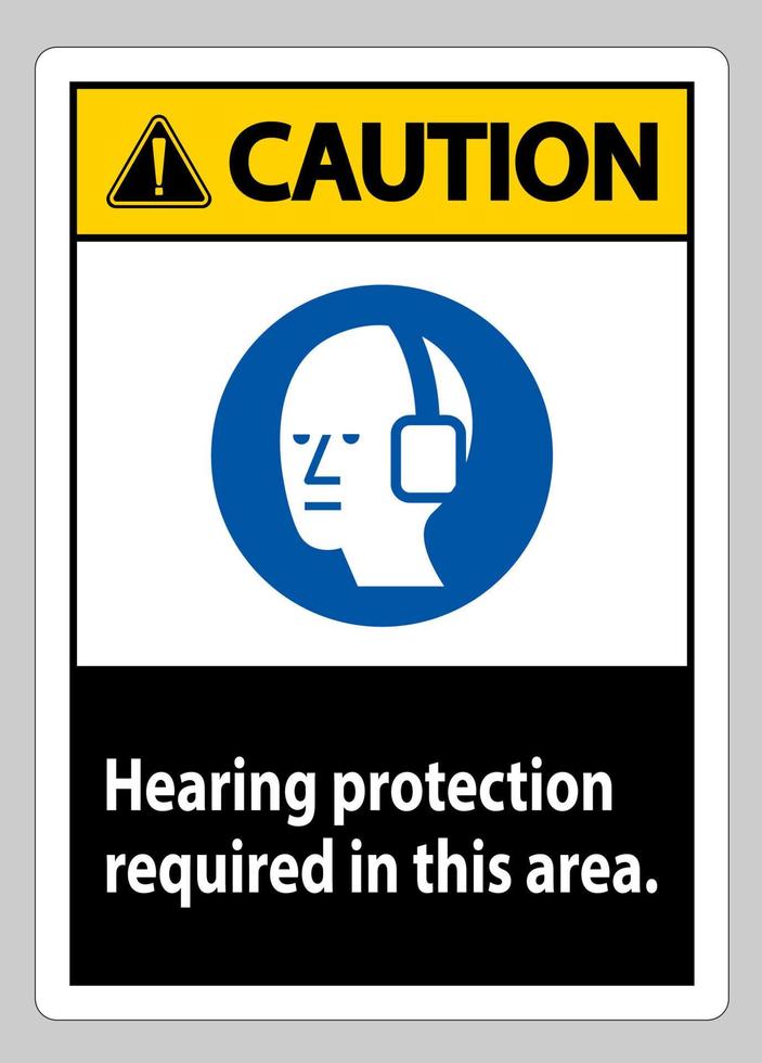 försiktighet ppe sign hörselskydd krävs i detta område med symbol vektor