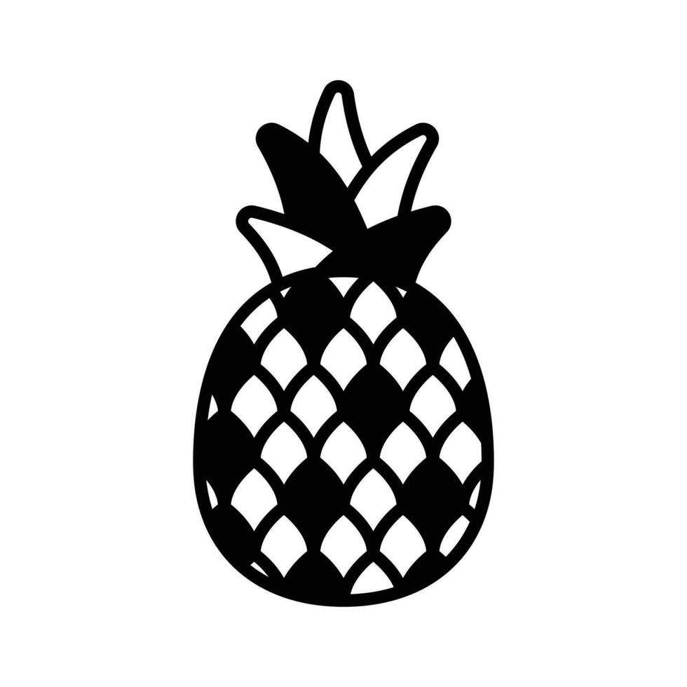 trendig ikon av ananas, friska frukt, naturlig mat vektor