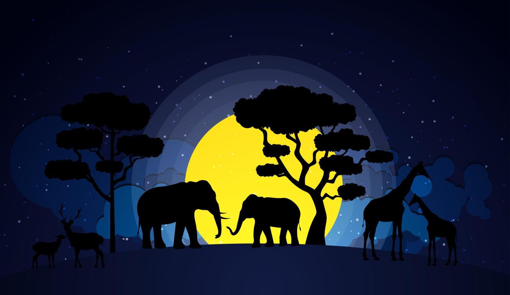 Tierschatten isoliert Afrika Wald Sonnenuntergang, Safari vektor