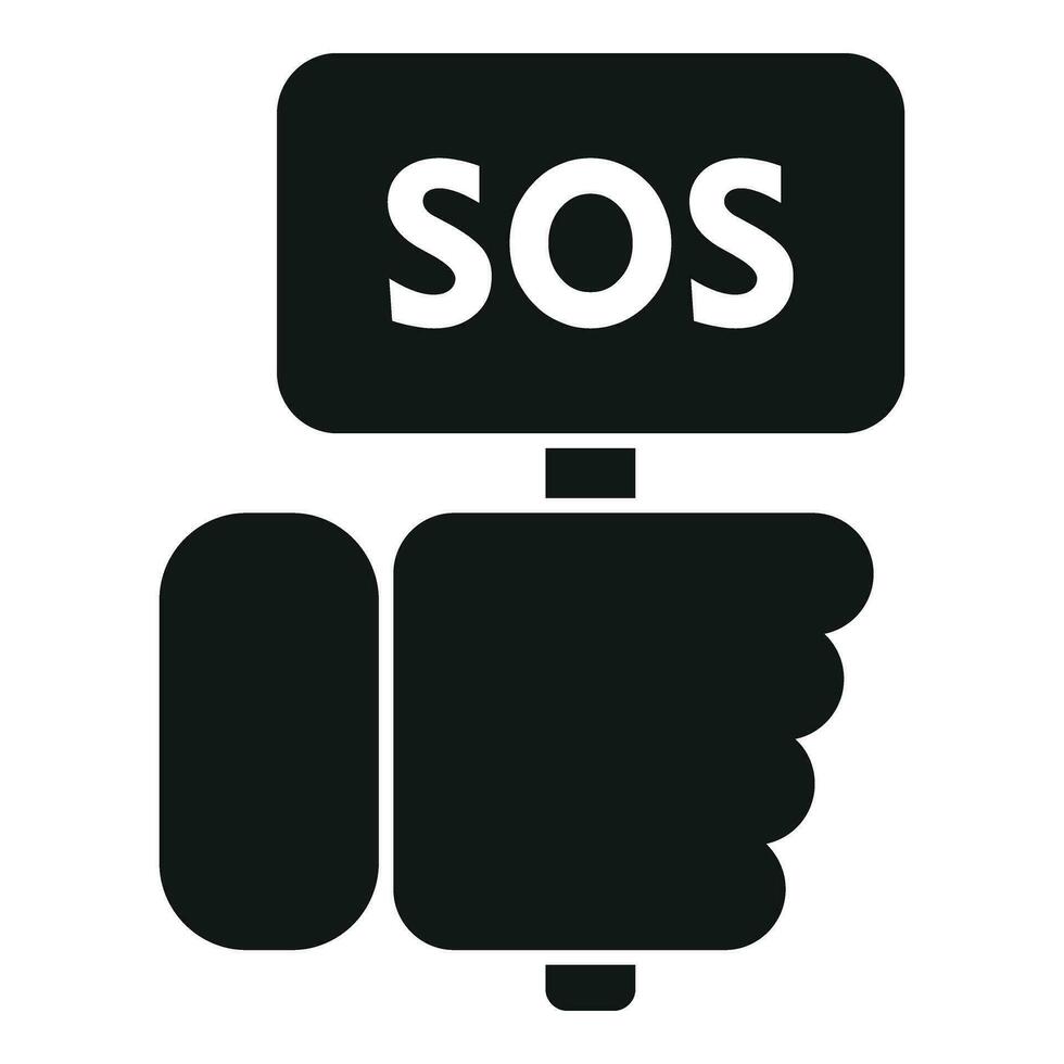 SOS Banner Hand Symbol einfach Vektor. Gesundheit Katastrophe vektor