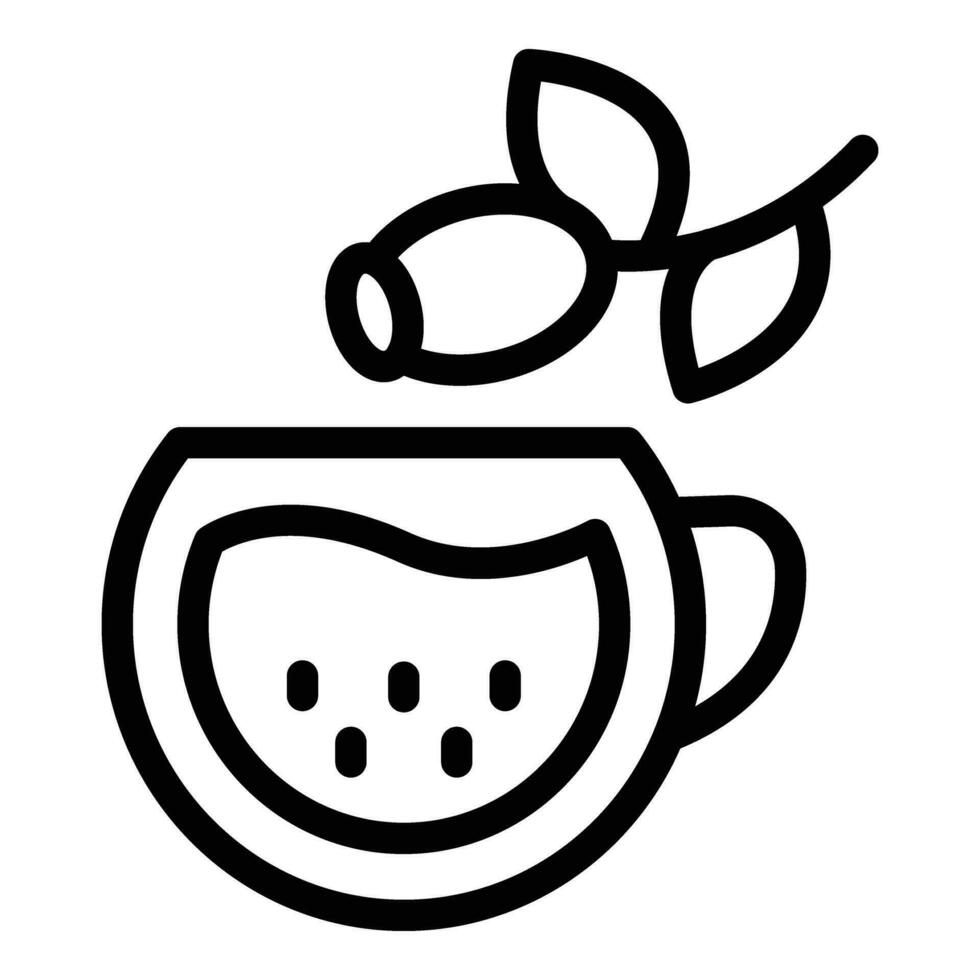 Hagebutte Tee Tasse Symbol Gliederung Vektor. natürlich Vitamin Infusion vektor