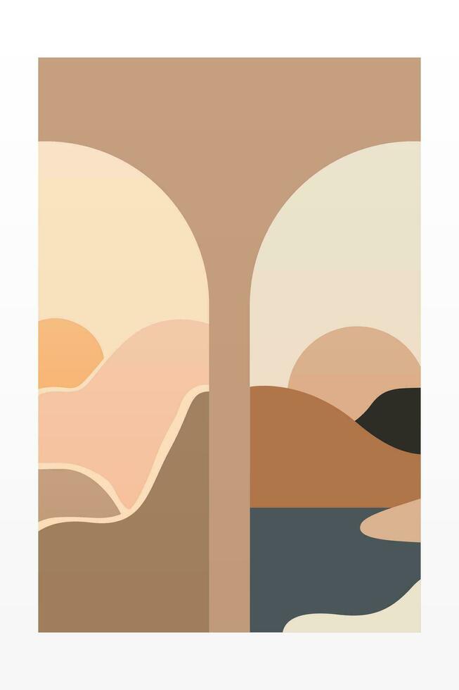Boho Hintergrund Illustration. abstrakt Landschaft Hintergrund vektor